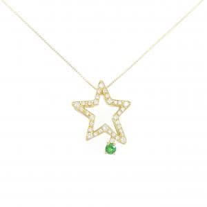 K18YG スター グリーンガーネット ネックレス 0.12CT