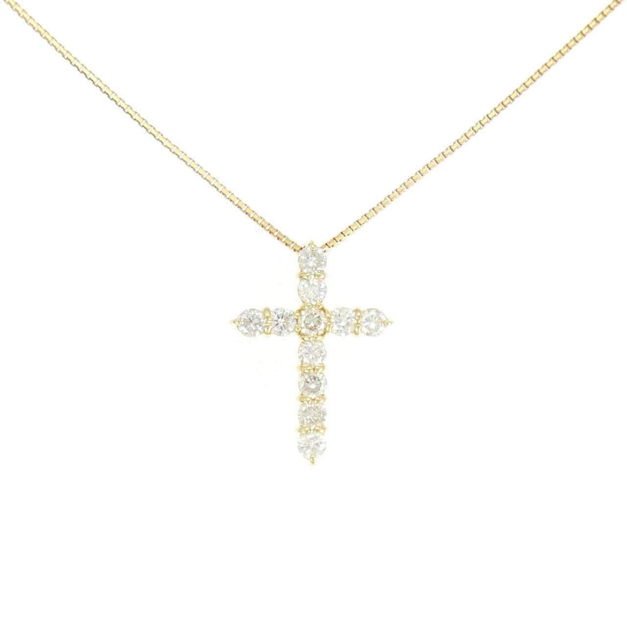 K18YG クロス ダイヤモンド ネックレス 1.05CT