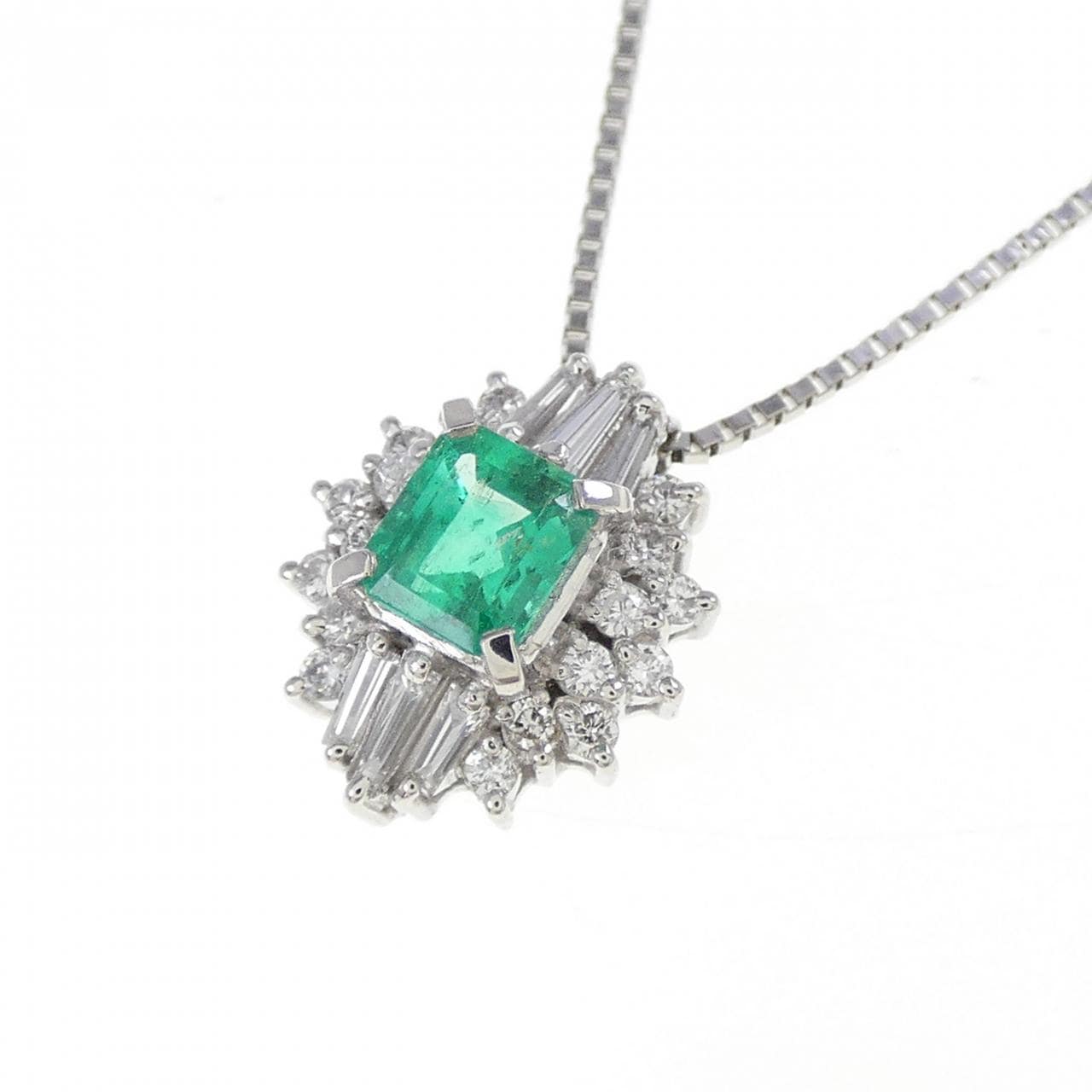 PT900/PT850 エメラルド ネックレス 0.33CT