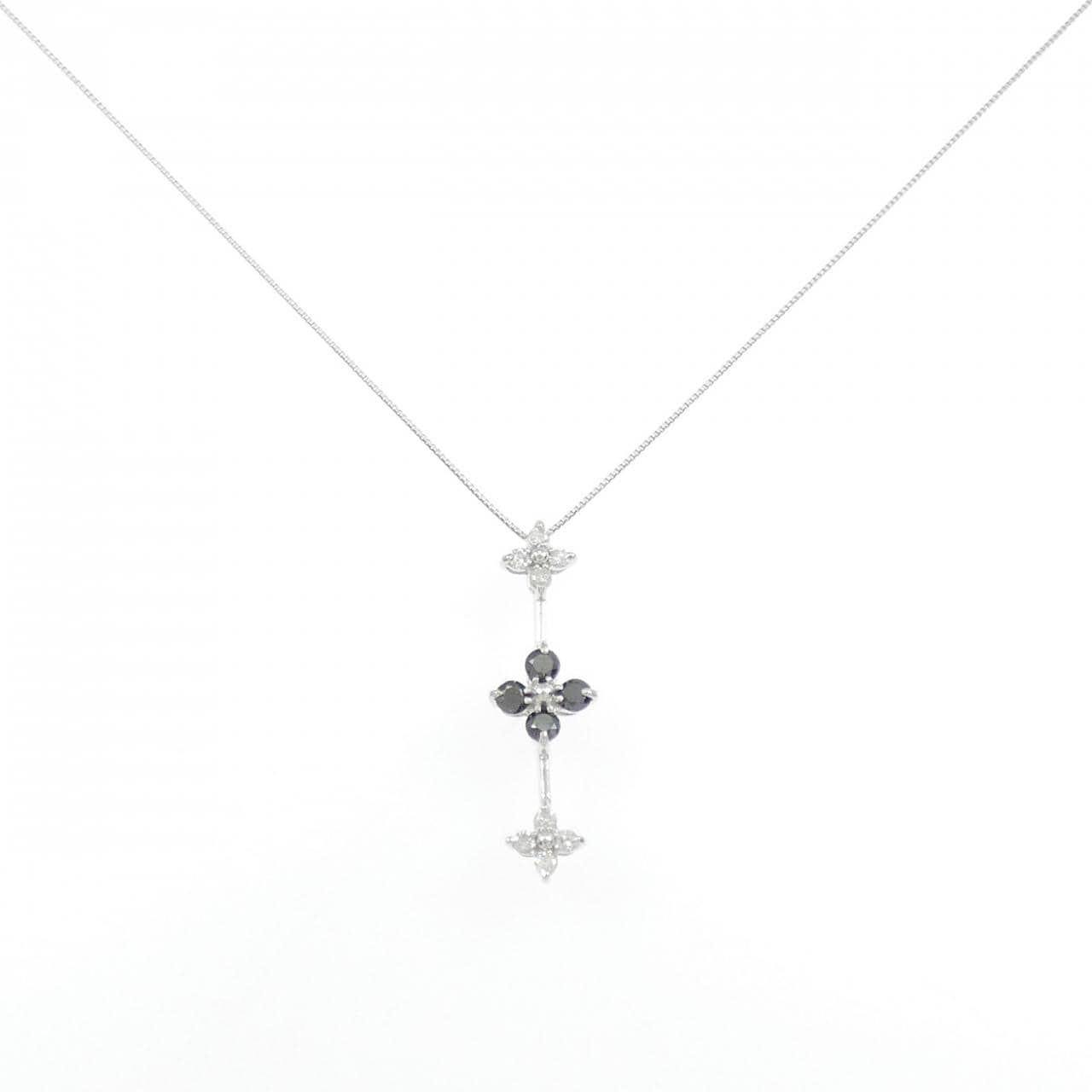 K18WG フラワー ダイヤモンド ネックレス 0.48CT