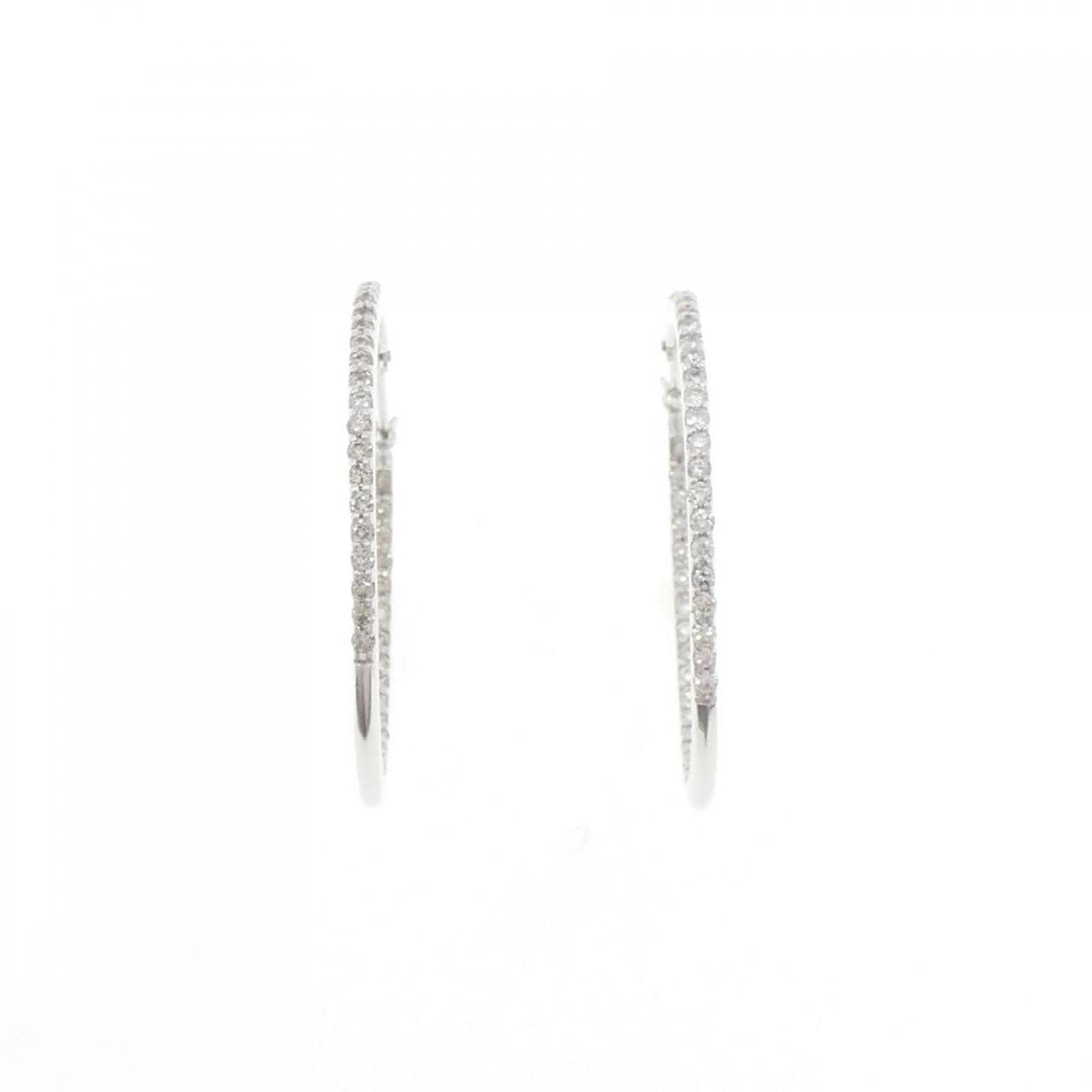 K18WG フープ ダイヤモンド ピアス 1.00CT