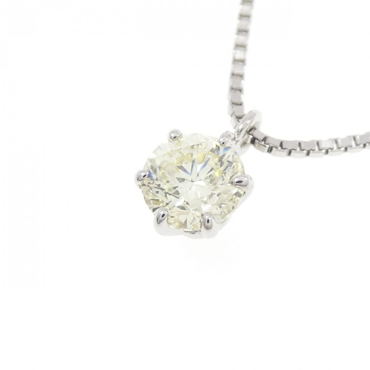 K18WG ソリティア ダイヤモンド ネックレス 1.01CT