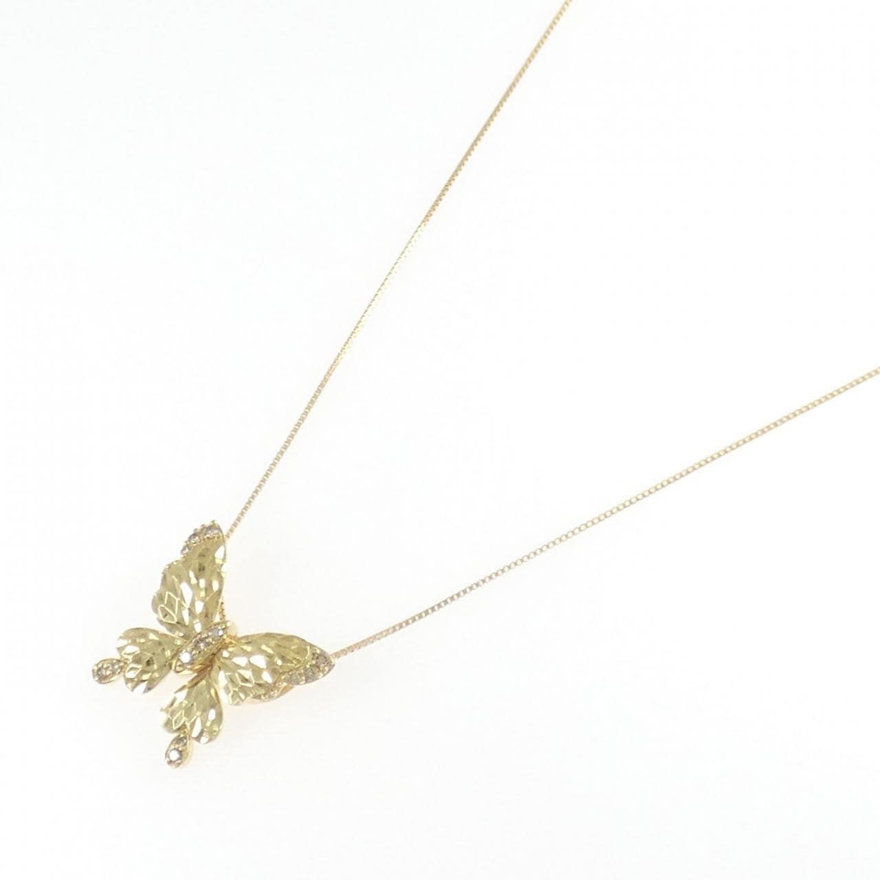 ジーエスティービー バタフライ ダイヤモンド ネックレス 0.10CT