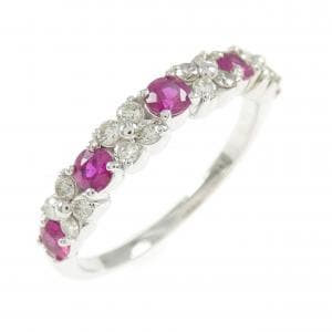 K18WG フラワー ルビー リング 0.46CT