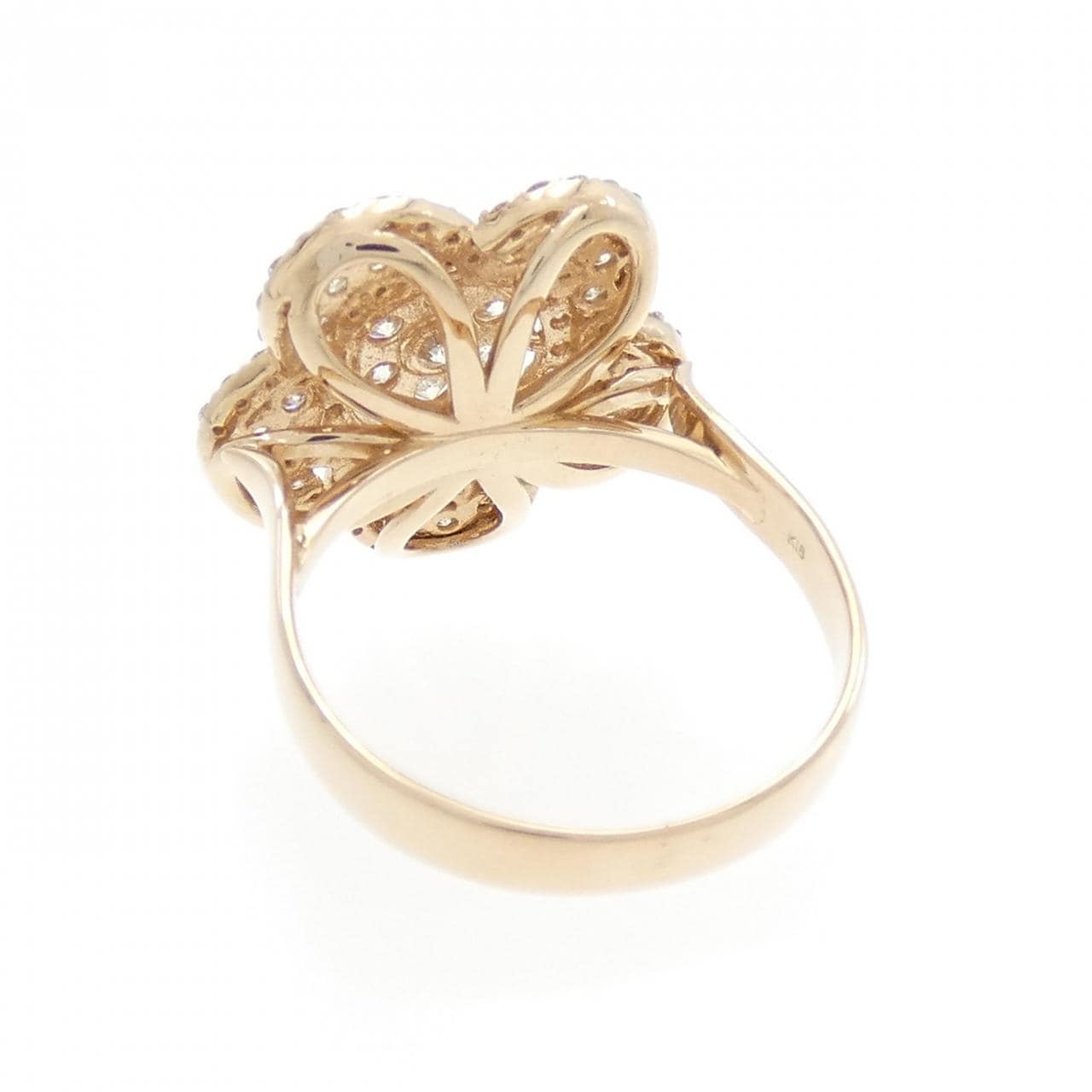 K18PG フラワー パヴェ ダイヤモンド リング 1.12CT