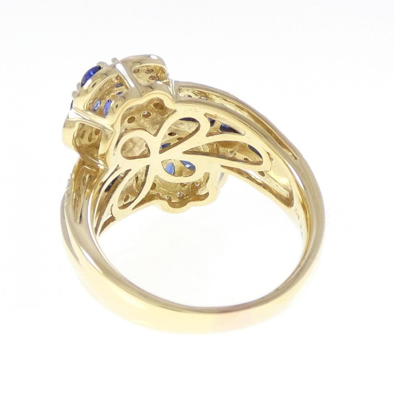 K18YG フラワー サファイヤ リング 2.41CT