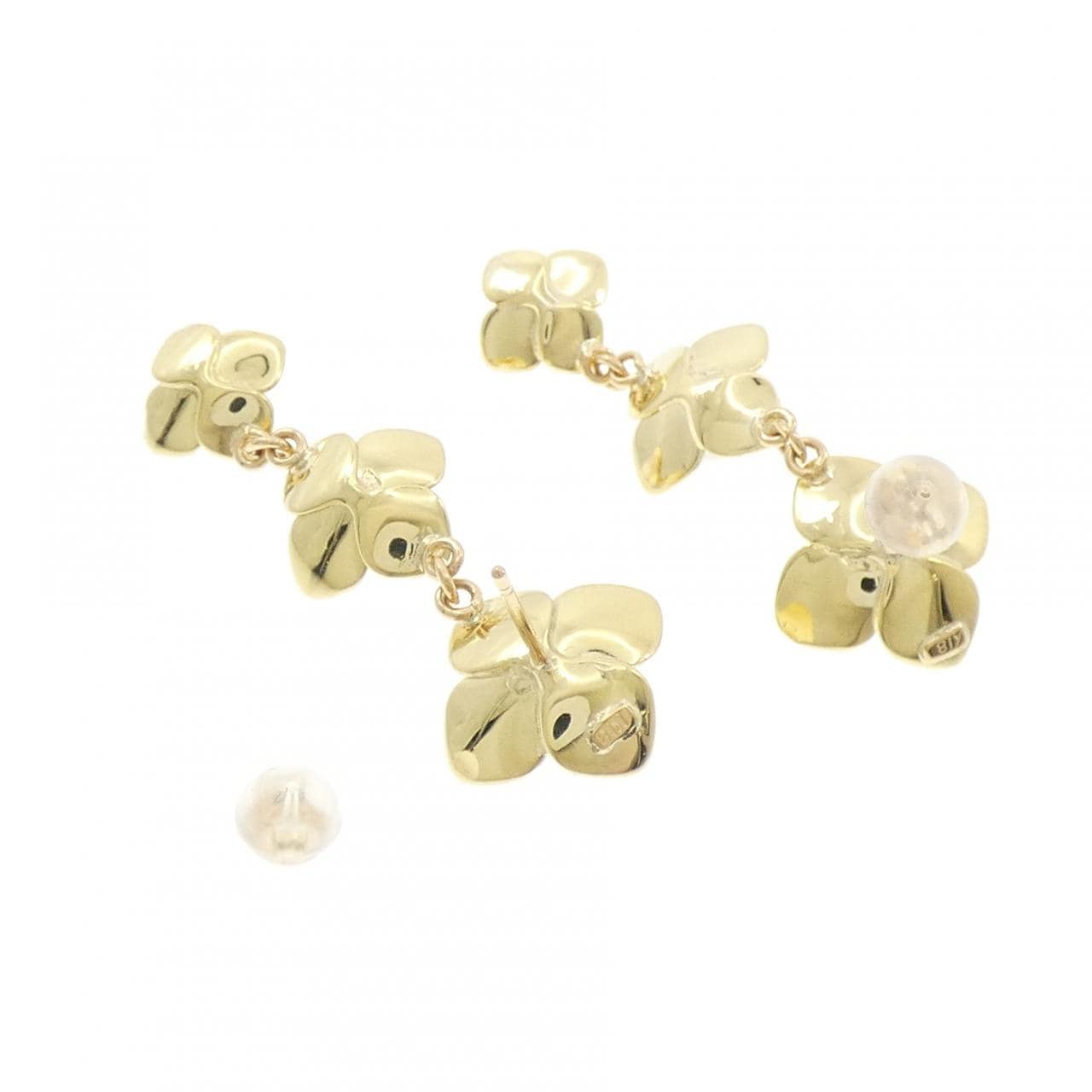 K18YG フラワー アコヤパール ピアス