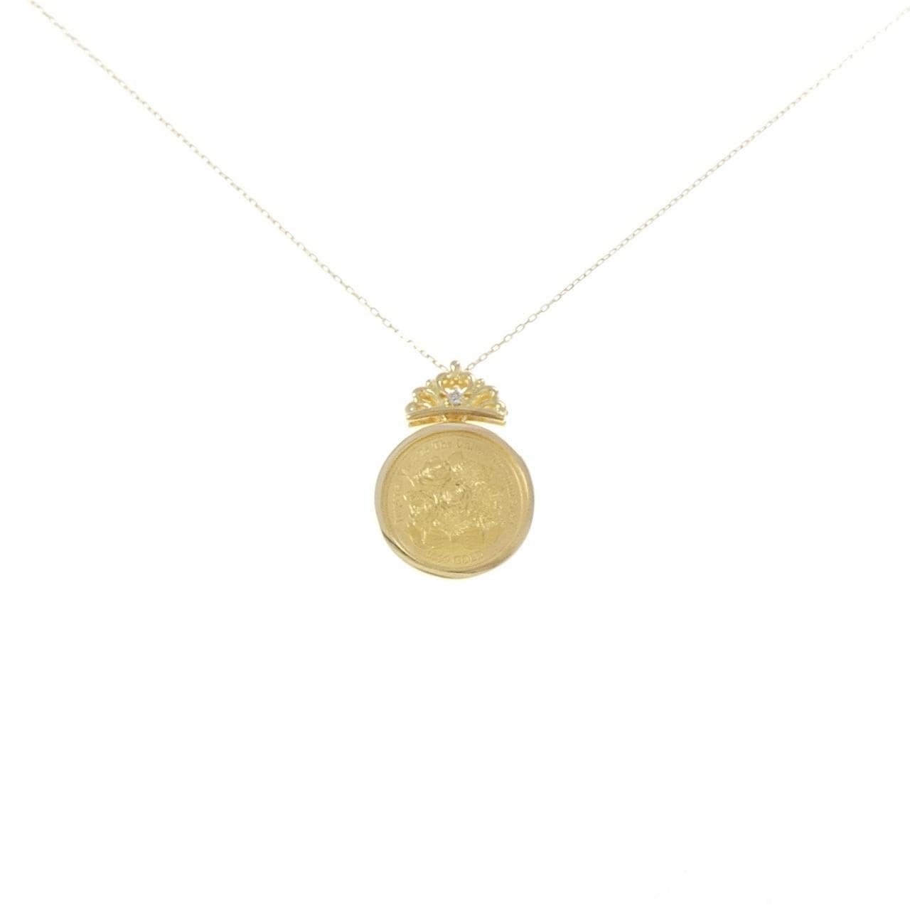 K18YG（框架）钻石硬币项链 0.01CT