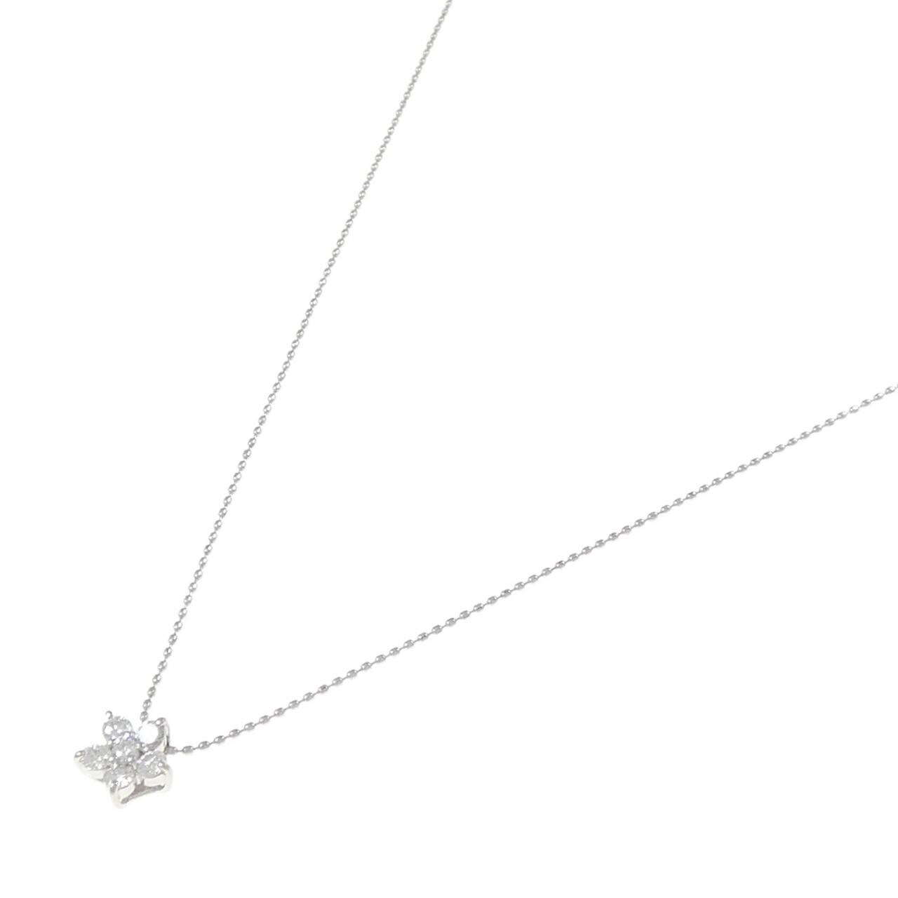 PT900/PT850 フラワー ダイヤモンド ネックレス 0.30CT