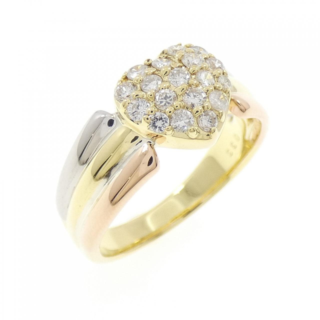 K18YG/PT/K18PG ハート パヴェ ダイヤモンド リング 0.33CT