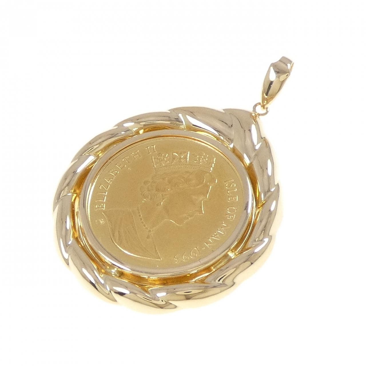K18YG (frame) coin pendant
