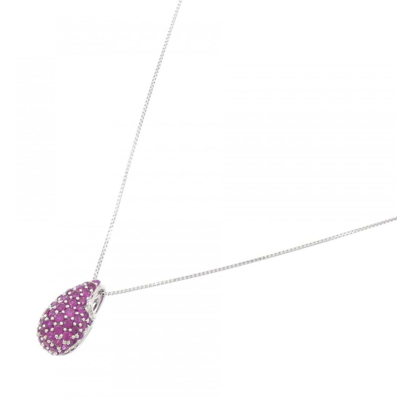 K18WG ルビー ネックレス 0.80CT