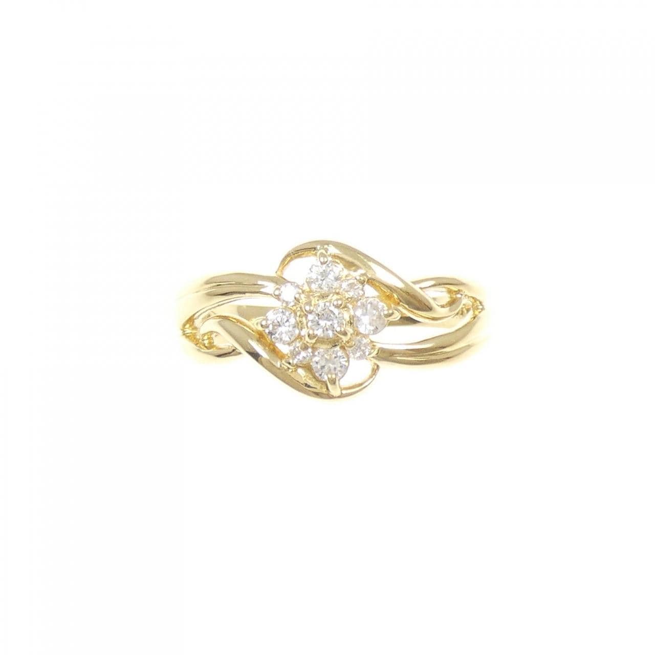 K18YG フラワー ダイヤモンド リング 0.20CT