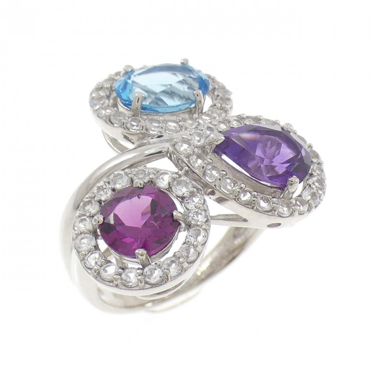 K18WG カラーストーン リング