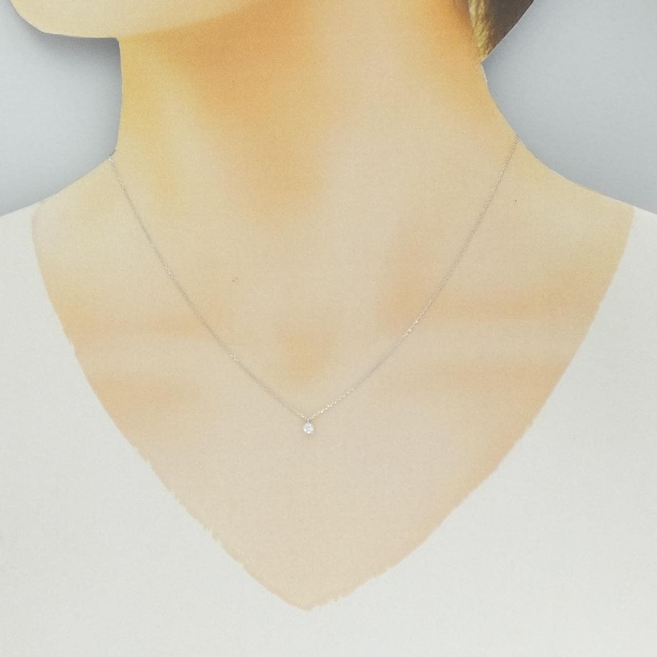 K18WG ソリティア ダイヤモンド ネックレス 0.081CT