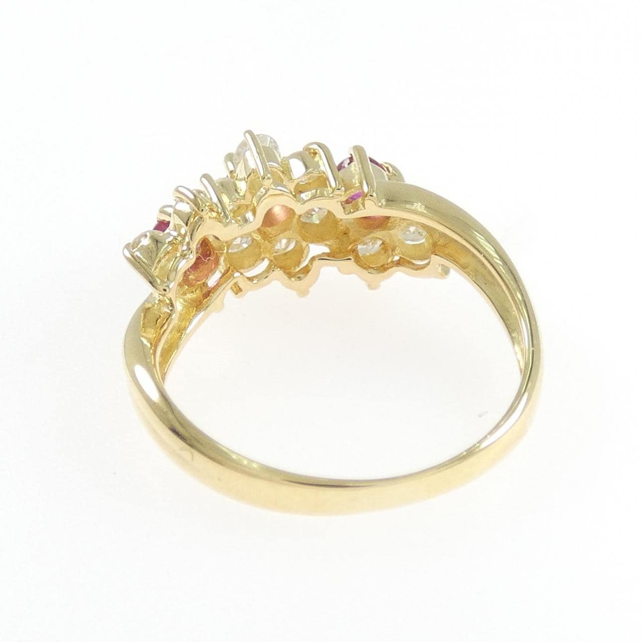 K18YG フラワー ルビー リング