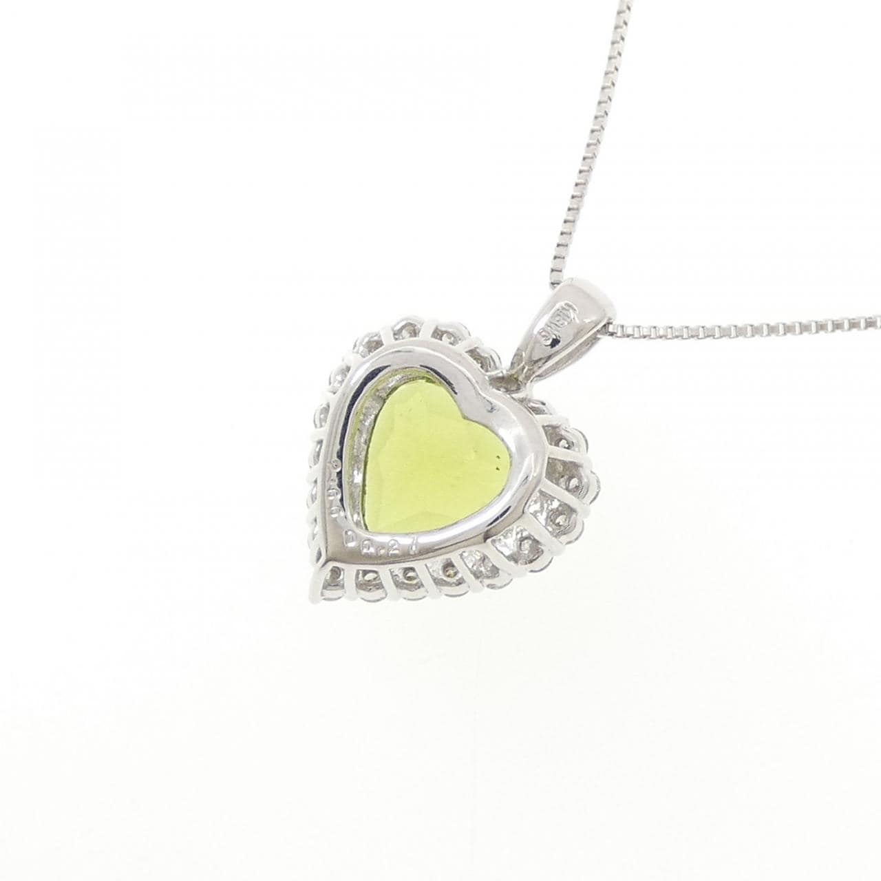 K18WG ハート ペリドット ネックレス 2.66CT