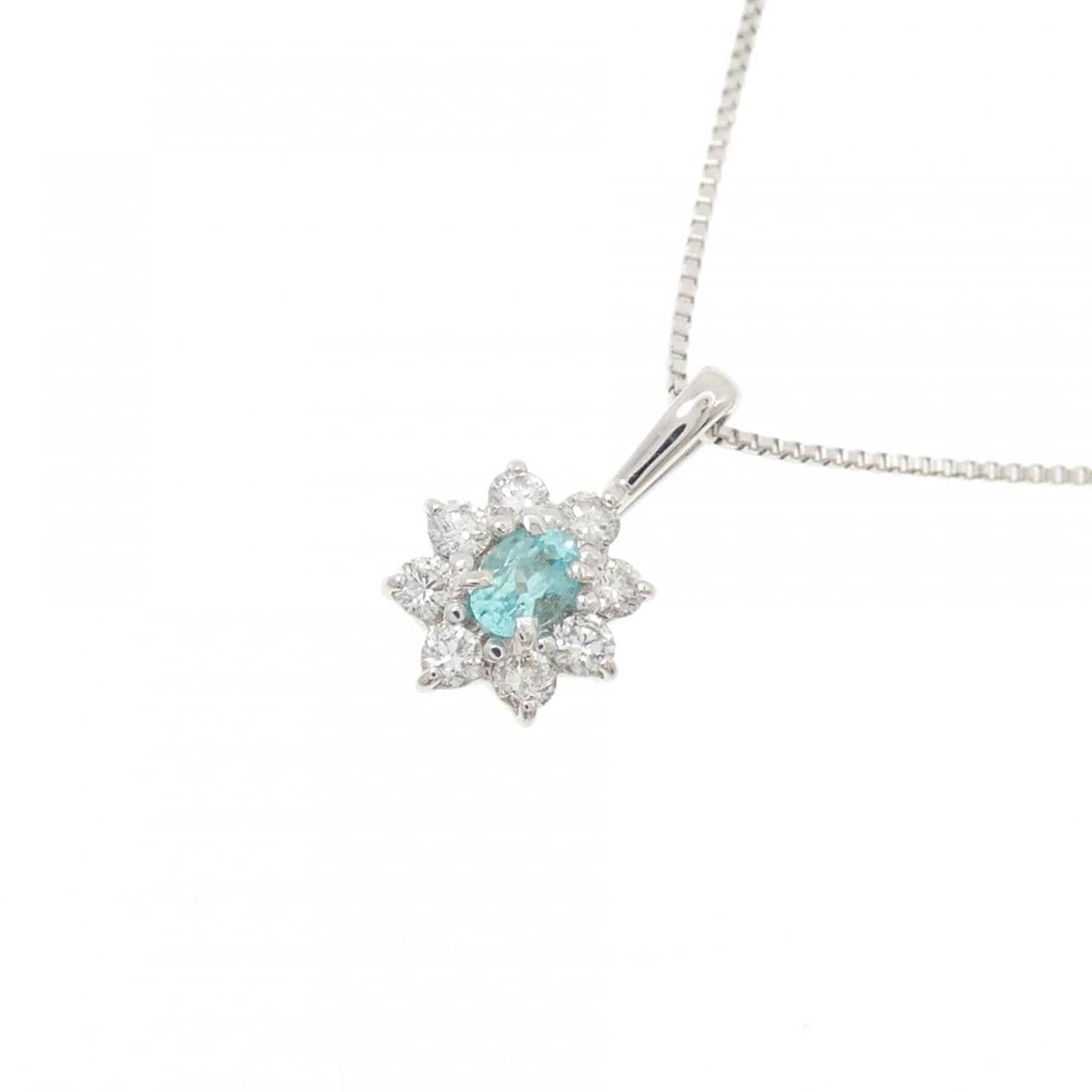 K18WG フラワー トルマリン ネックレス 0.07CT