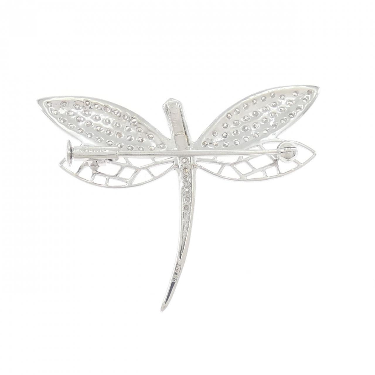 K18WG/K14WG トンボ ダイヤモンド ブローチ 1.00CT