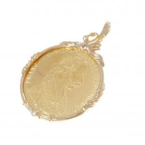 K18YG(枠) ダイヤモンド コイン ペンダント 0.14CT