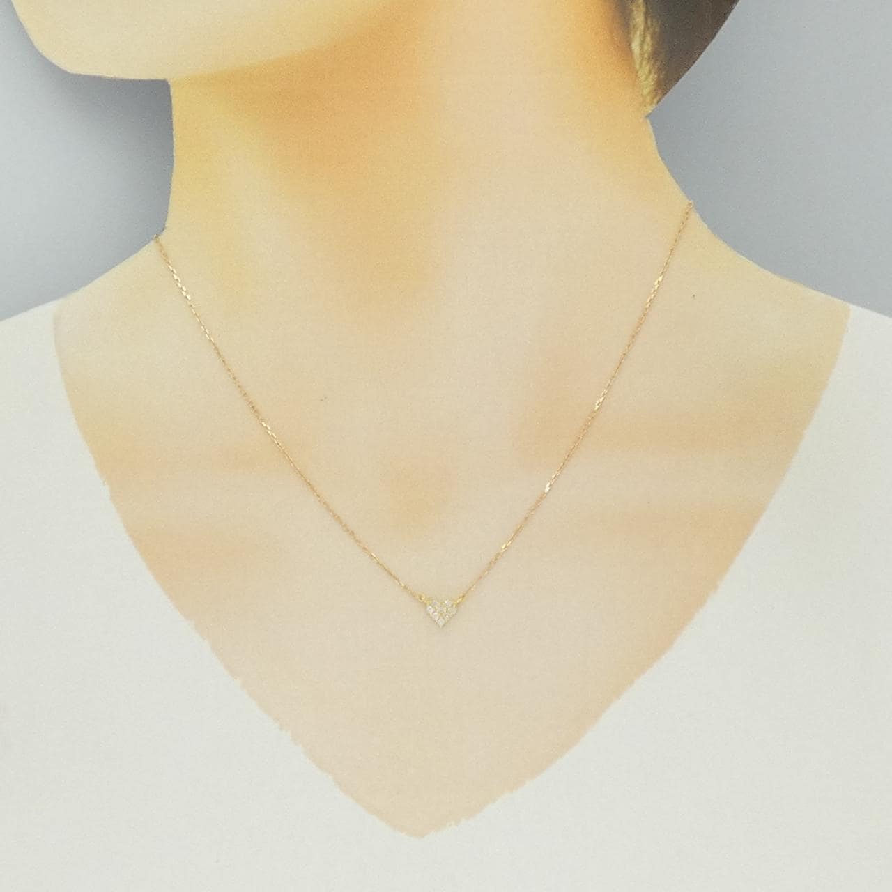 K18YG/K18PG ハート ダイヤモンド ネックレス 0.1CT