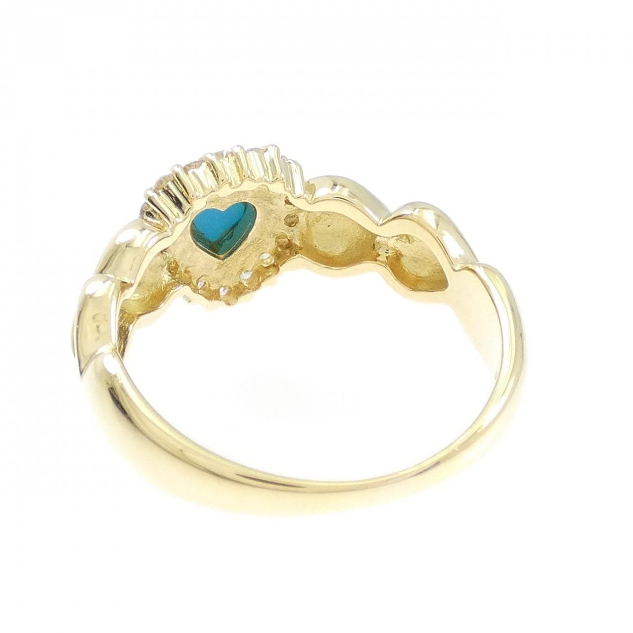 K18YG ハート ターコイズ リング