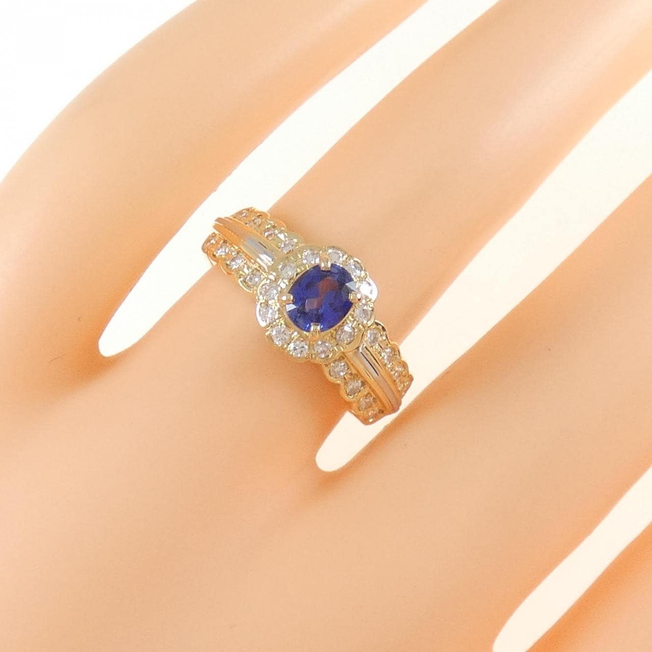 K18YG/PT サファイヤ リング 0.52CT