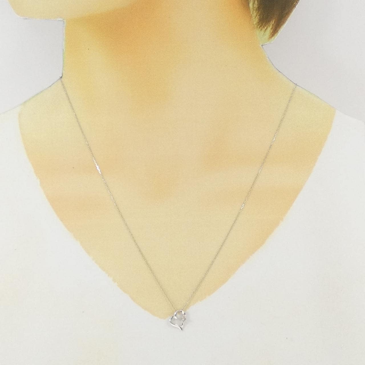 K10WG ハート ダイヤモンド ネックレス 0.02CT