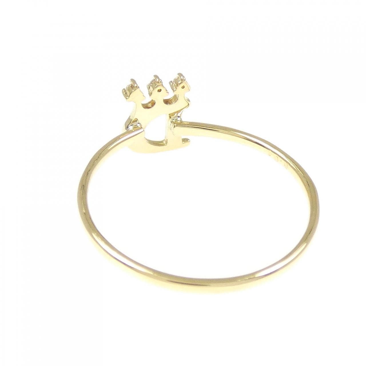K18YG イニシャルD ダイヤモンド リング 0.01CT