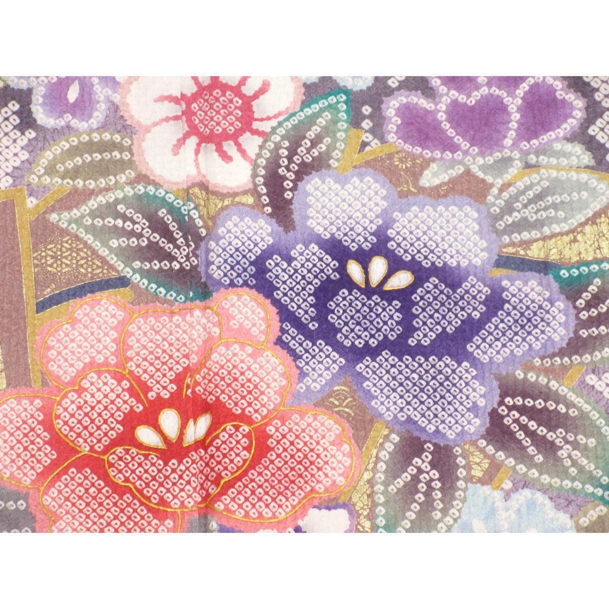 振袖　総絞り　金彩加工　きもの・長襦袢　２点セット