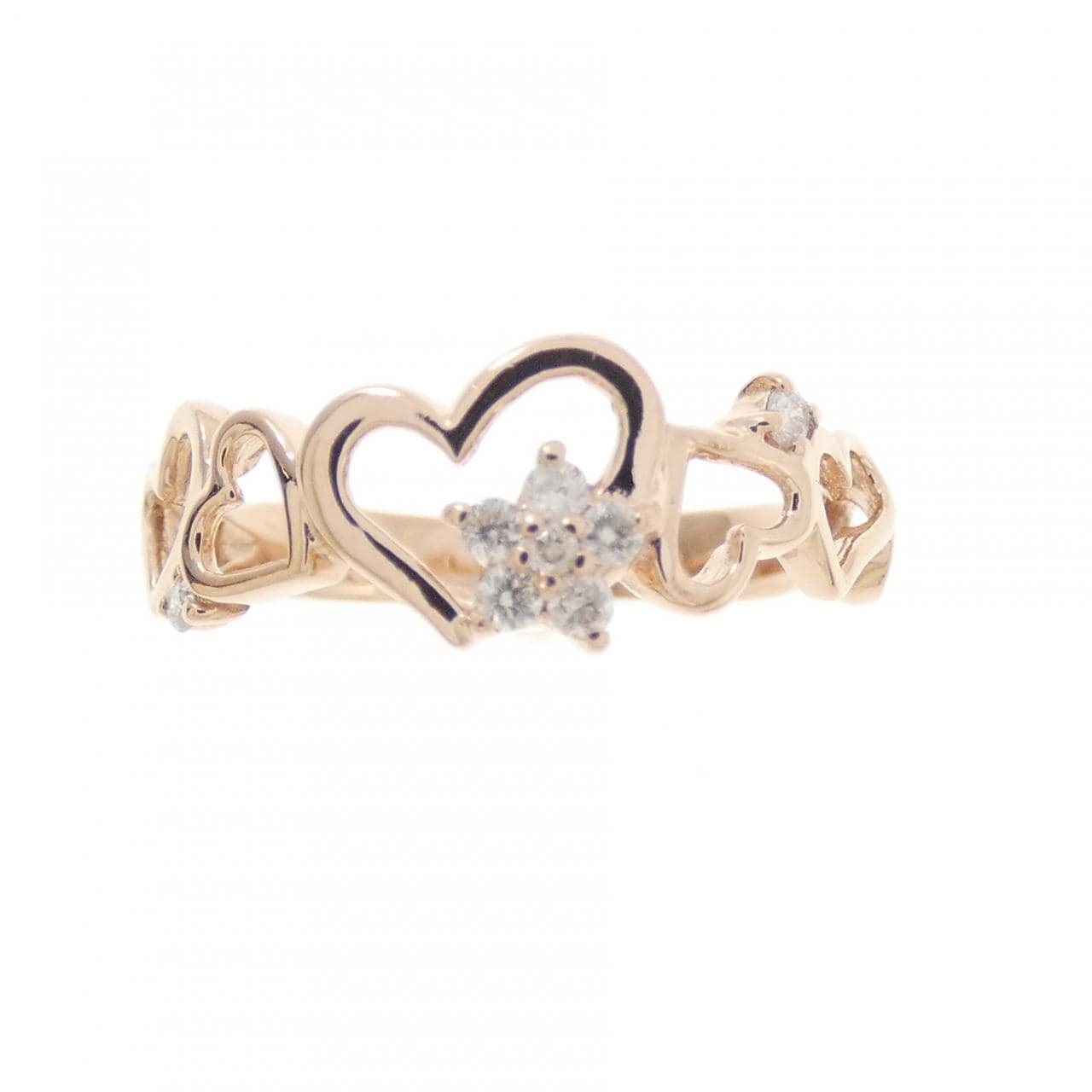 K10PG ハート ダイヤモンド リング