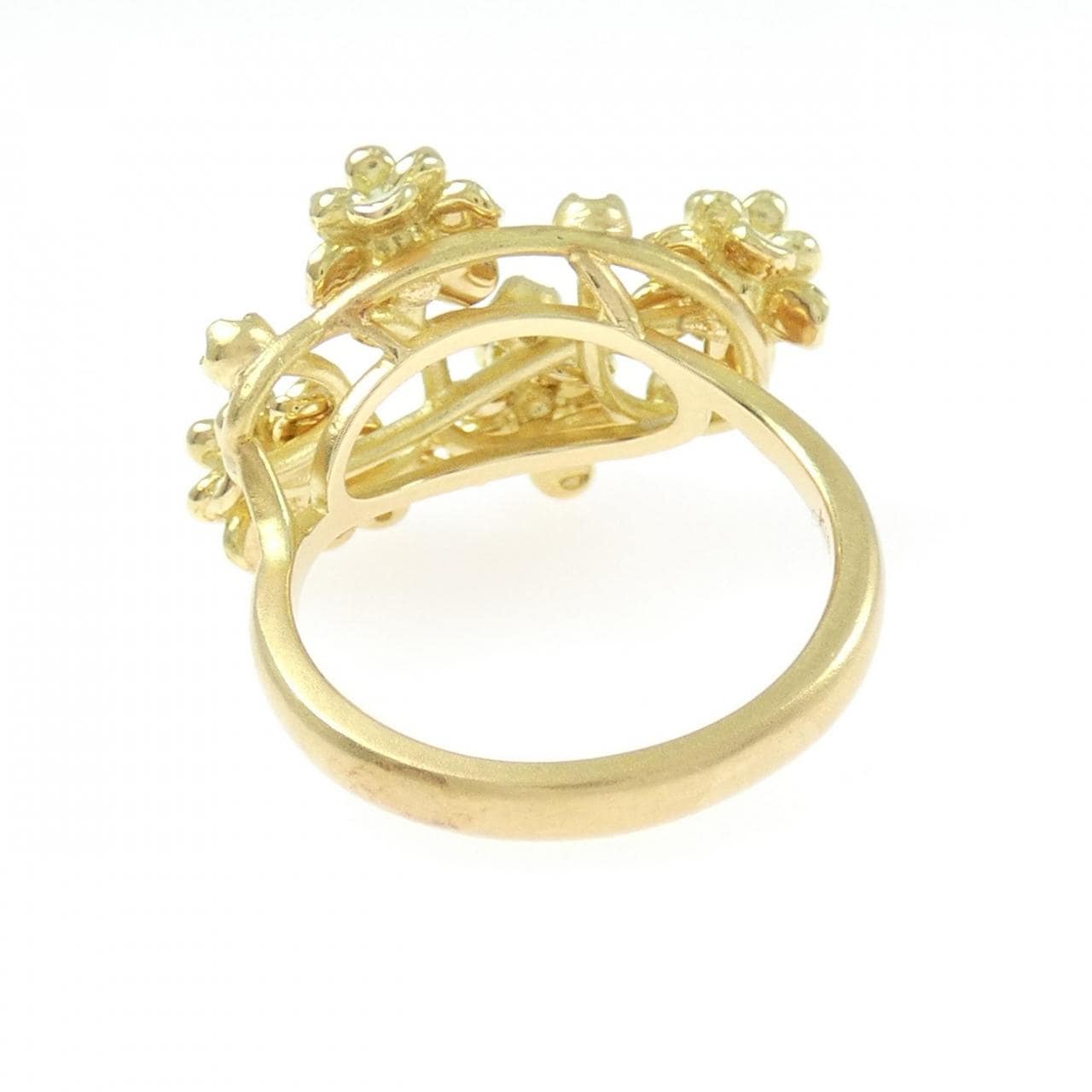 K18YG フラワー エナメル リング