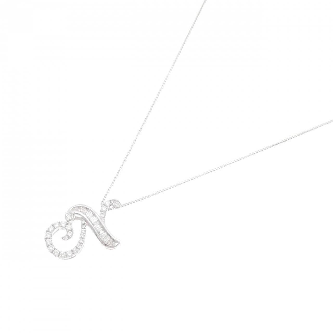 K18WG イニシャルN ダイヤモンド ネックレス 0.30CT