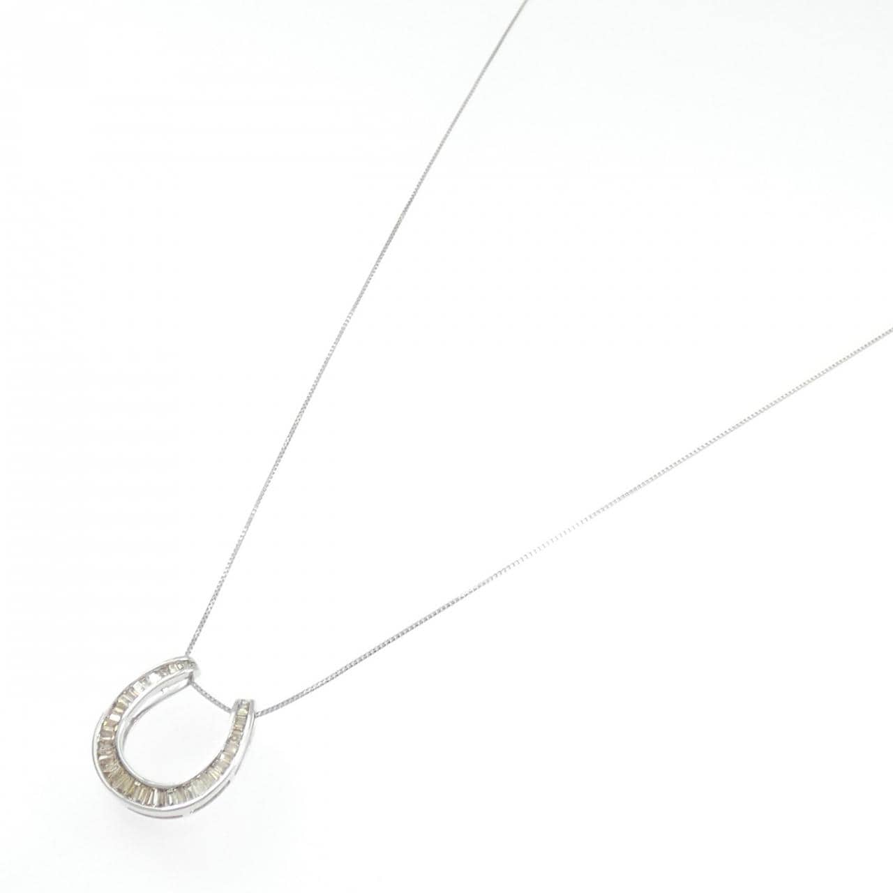 K18WG ホースシュー ダイヤモンド ネックレス 0.38CT