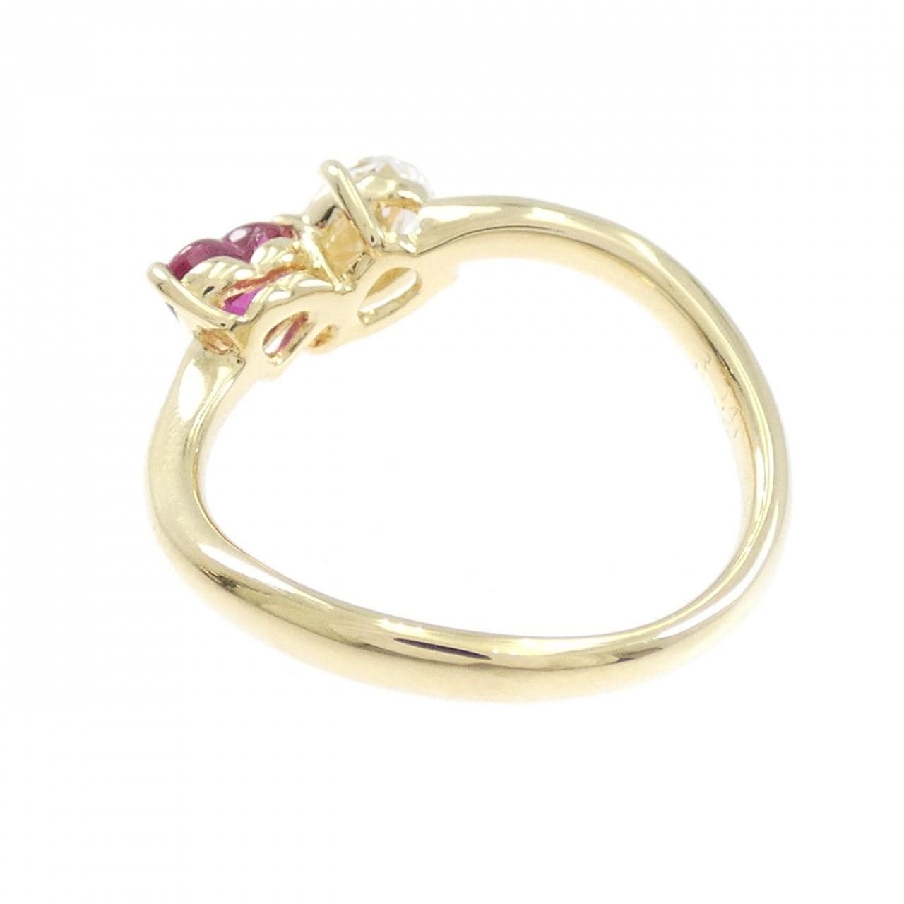 K18YG ハート ルビー リング 0.41CT