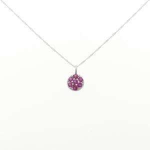 K18WG ルビー ネックレス 0.35CT