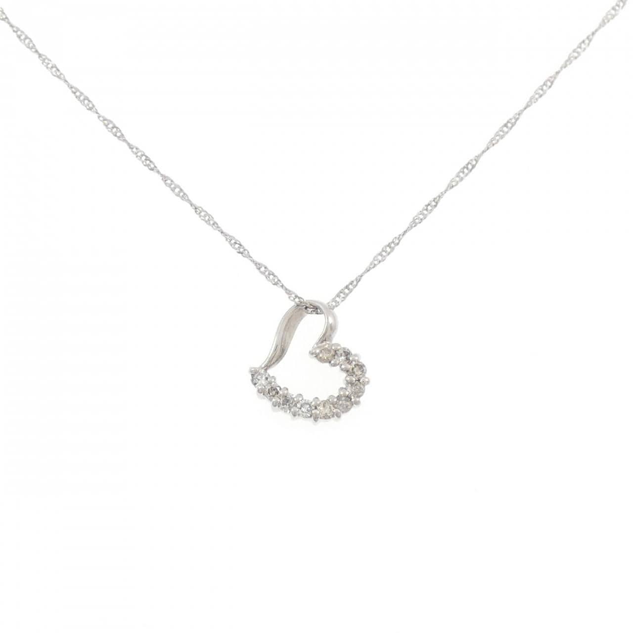 PT900/PT850 ハート ダイヤモンド ネックレス 0.1CT