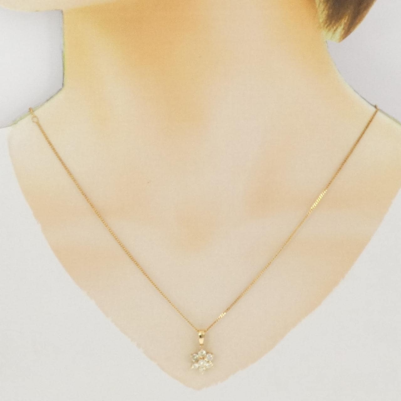 K18YG フラワー ダイヤモンド ネックレス 1.04CT