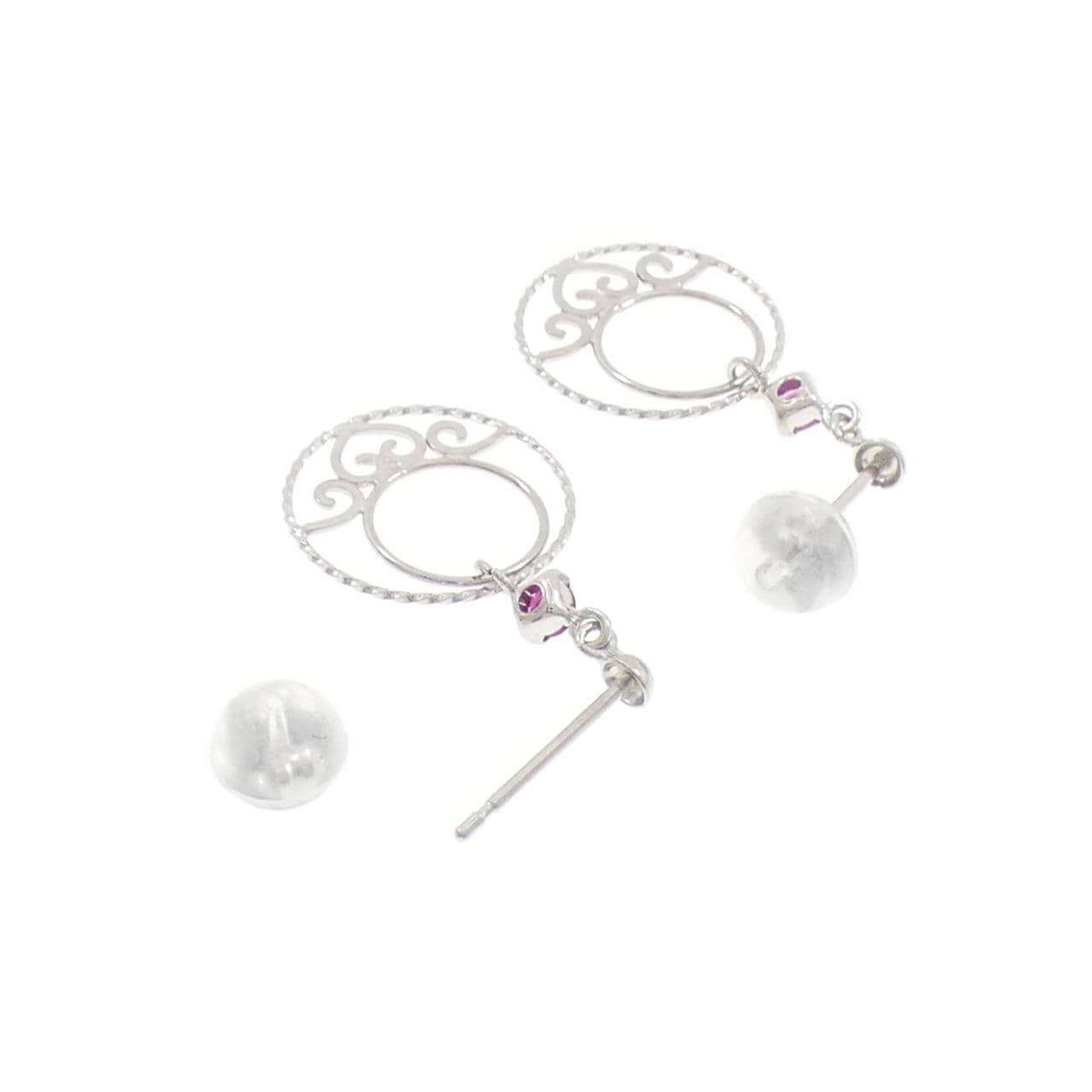 K10WG ハート ルビー ピアス