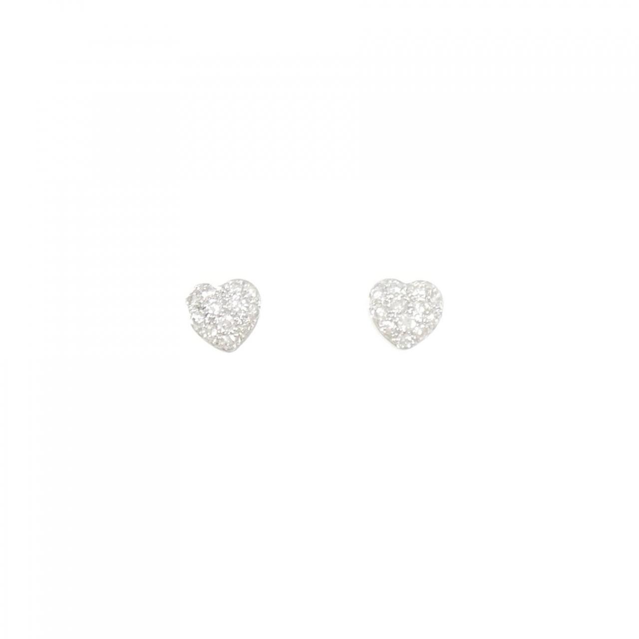 K18WG パヴェ ハート ダイヤモンド ピアス
