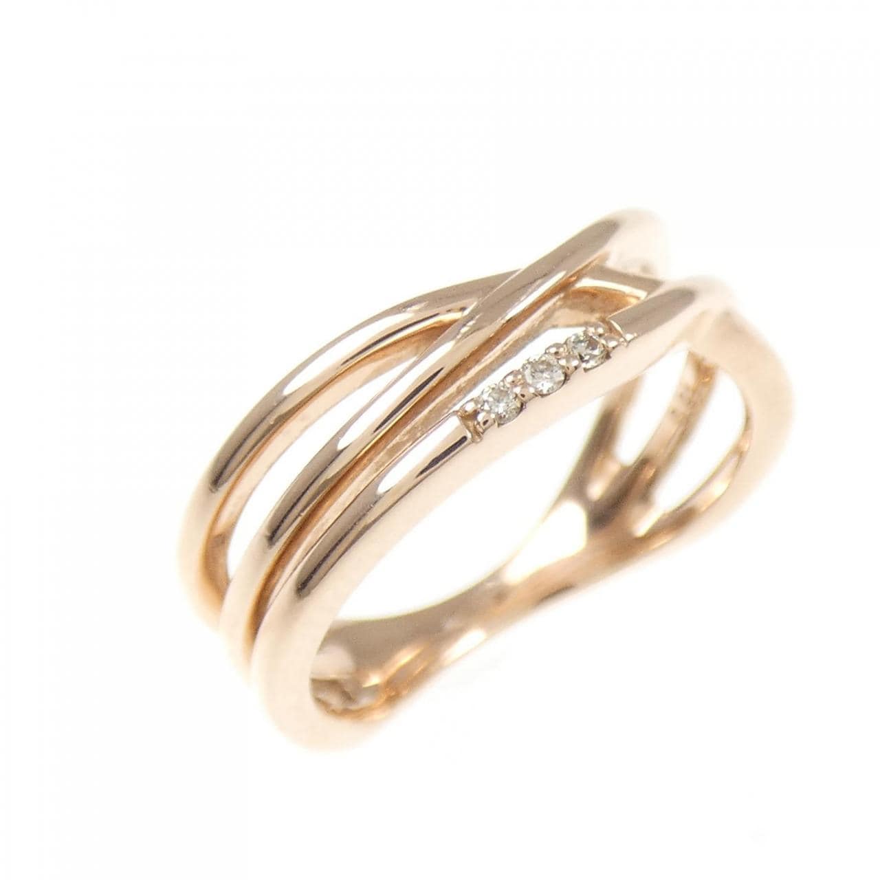 K10PG Diamond Pinky Ring 0.01CT