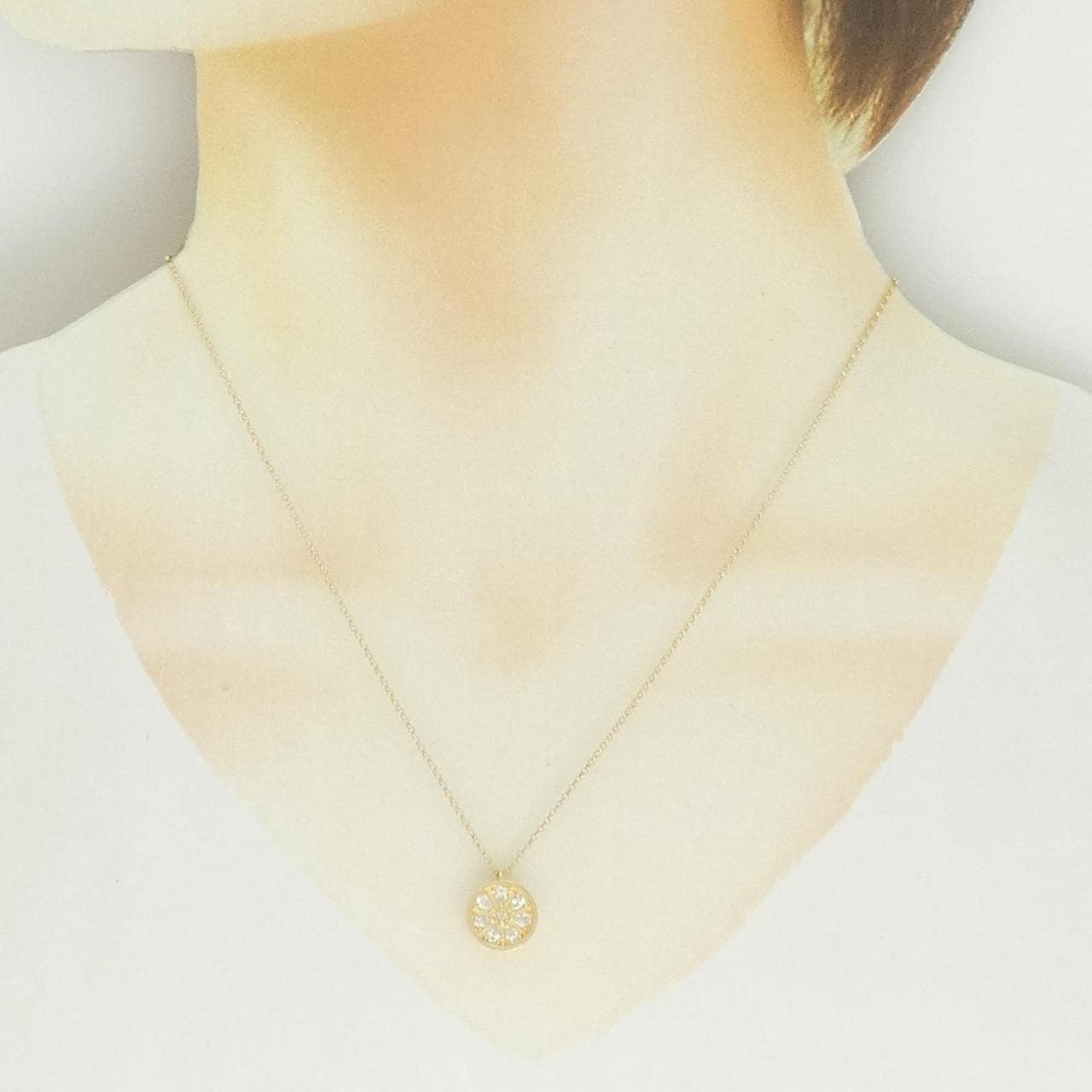 K18YG フラワー ダイヤモンド ネックレス 0.35CT