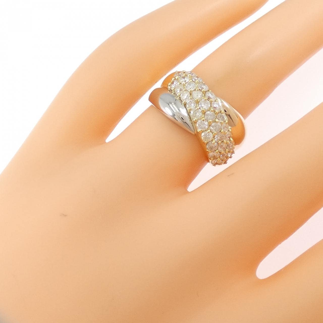 K18YG/PT900/K18PG ダイヤモンド リング 1.13CT