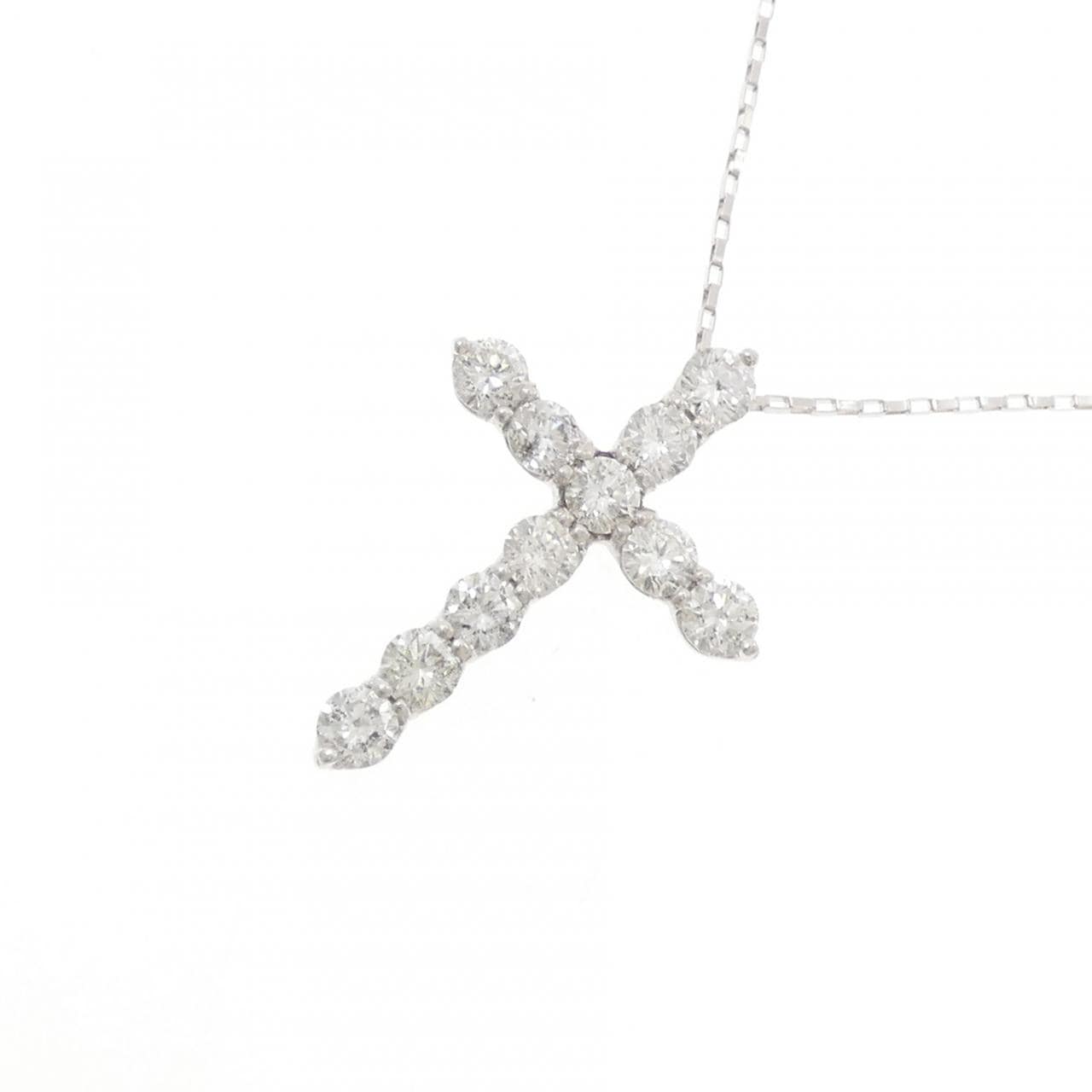 K18WG クロス ダイヤモンド ネックレス 2.00CT