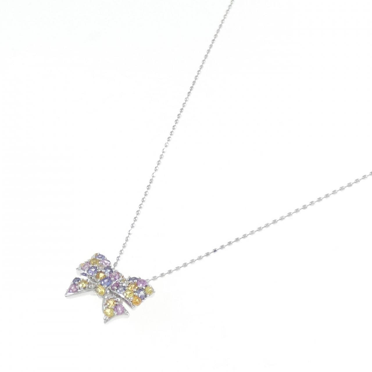 K18WG ribbon sapphire necklace