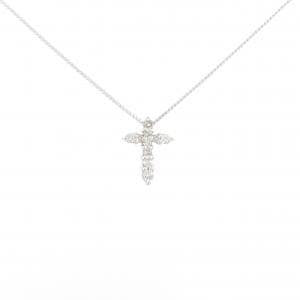 K18WG クロス ダイヤモンド ネックレス 0.16CT
