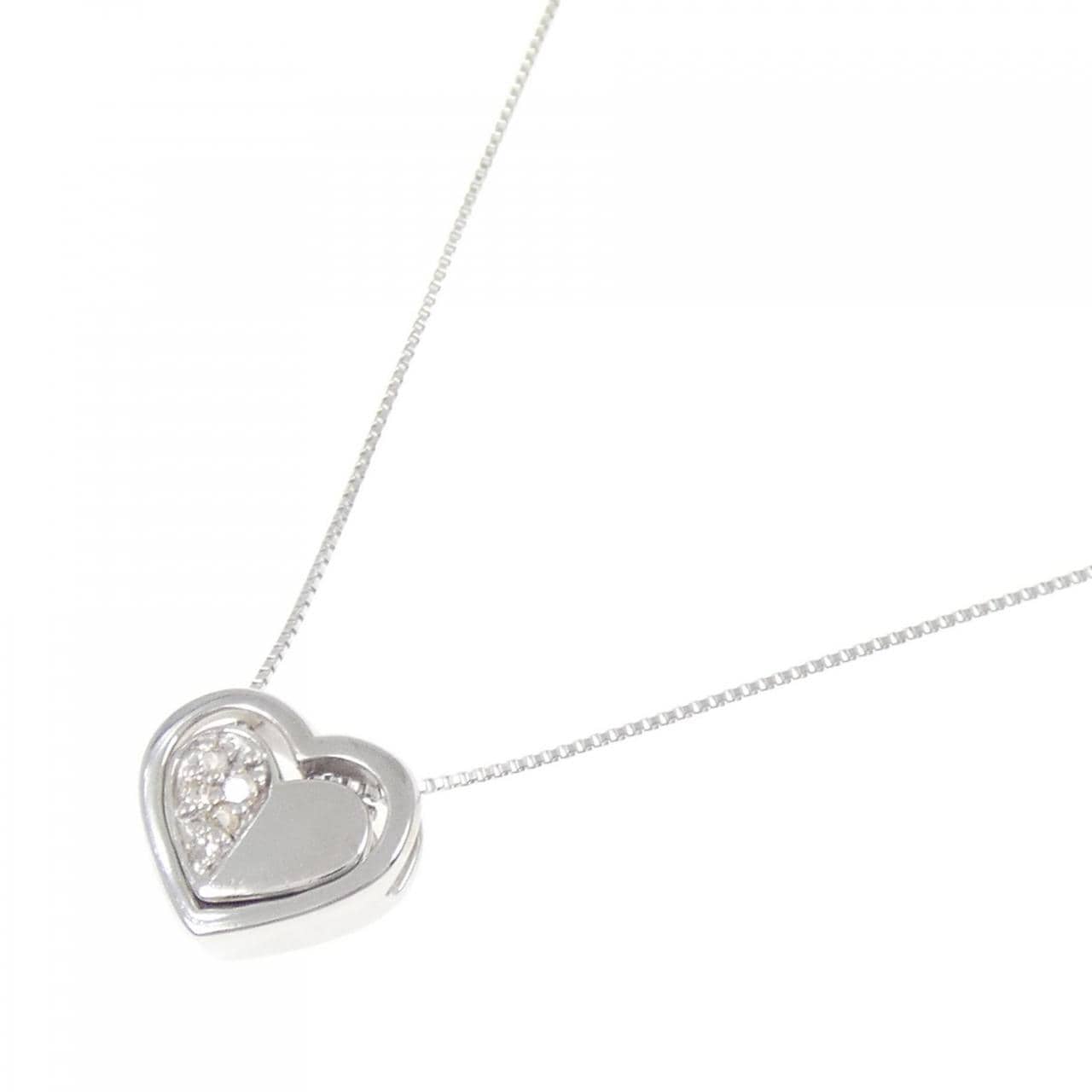 K18WG 2WAY ハート ダイヤモンド ネックレス 0.05CT
