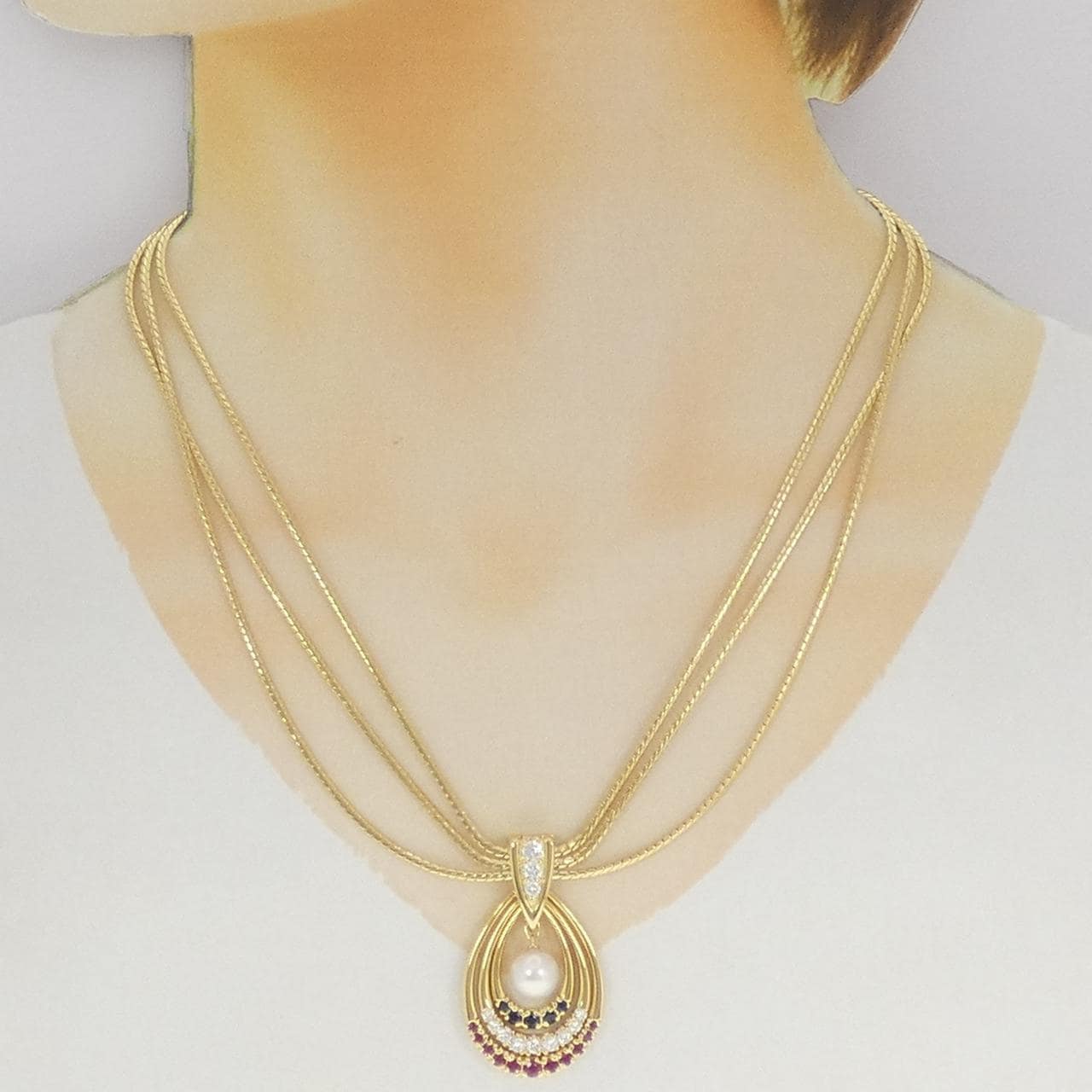 ミキモト カラーストーン ネックレス