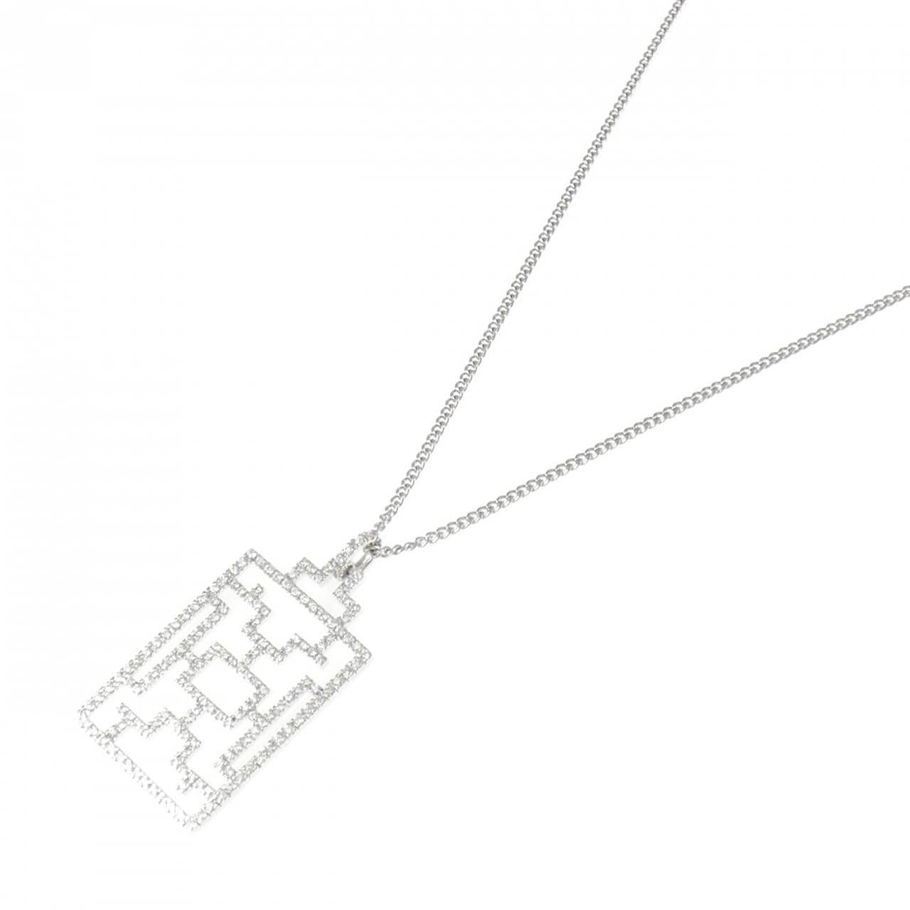 K18WG/PT850 ダイヤモンド ネックレス 1.50CT