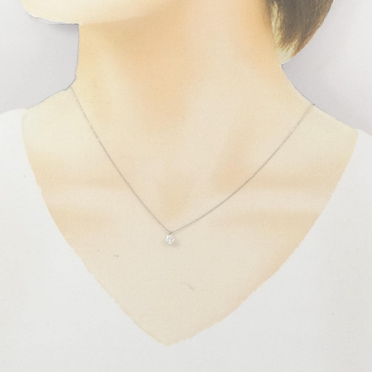 K18WG ソリティア ダイヤモンド ネックレス 0.341CT